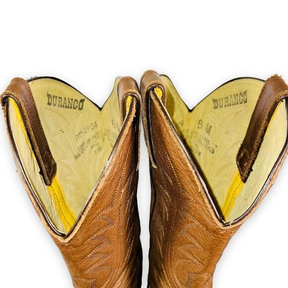 Durango Mid Calf Pull-on Western Cowboy Boots Brown Leather RD4104 Women's 6M - Picture 10 of 11